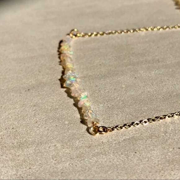 Raw Opal Dainty 14K Gold Boho Necklace - Picture 3 of 6